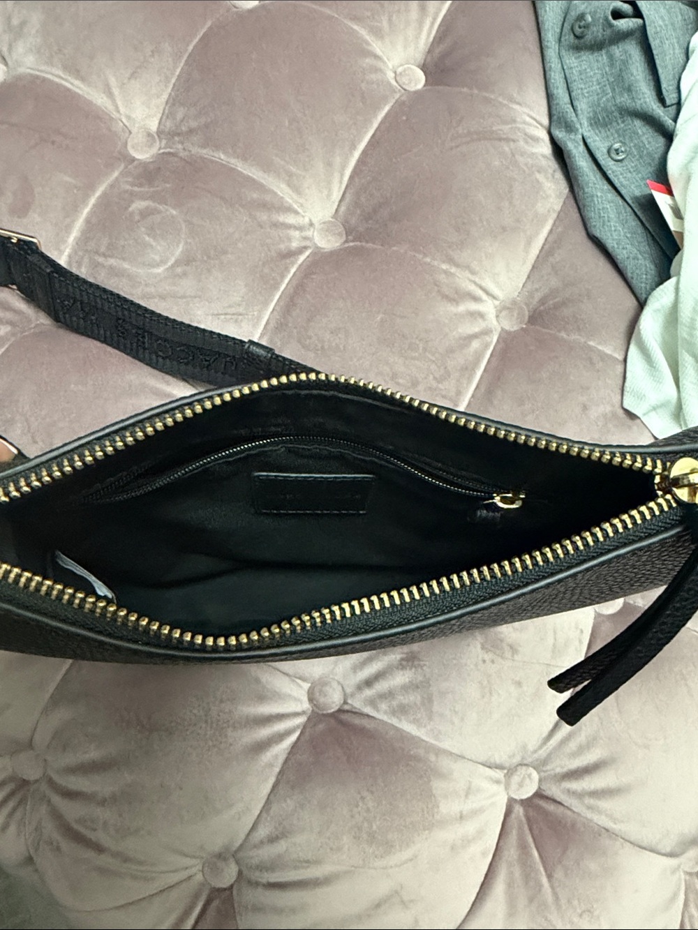 Marc Jacobs Black Pebbled Leather Shoulder Bag with Branded Strap - Picture 2 of 2